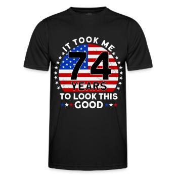 Il m’a fallu 74 ans pour être aussi beau - T-shirt sport Homme - noir - Devant - AI Model Male 178 dark (178cm)