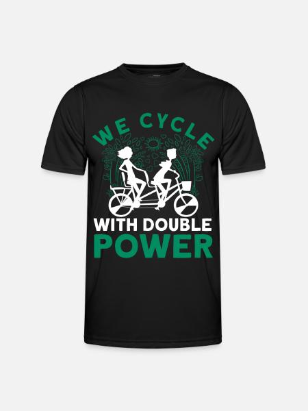 We Cycle With Double Power Tandem Bicycle - Men's Functional T-Shirt - black