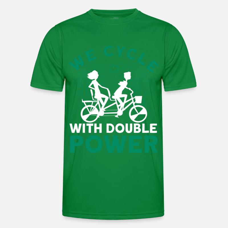 We Cycle With Double Power Tandem Bicycle Männer Funktions-T-Shirt