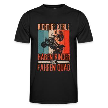 Richtige Kerle haben Kinder und fahren Quad - Männer Funktions-T-Shirt - Schwarz - Vorne - AI Model Male 178 dark (178cm)