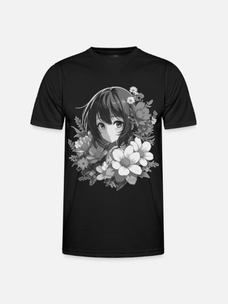 Fille aux fleurs 🌸 - 2 - T-shirt sport Homme - noir