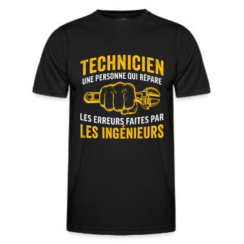 Cadeau pour un Technicien - T-shirt sport Homme - noir - Devant - AI Model Male 178 dark (178cm)