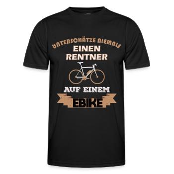E-bike Tshirt, Geschenk, Fahrrad, Ebike, Akku - Männer Funktions-T-Shirt - Schwarz - Vorne - AI Model Male 178 dark (178cm)