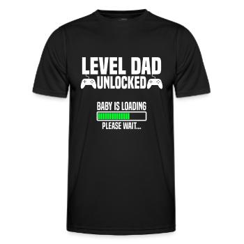 Level Dad unlocked - Männer Funktions-T-Shirt - Schwarz - Vorne - AI Model Male 178 dark (178cm)