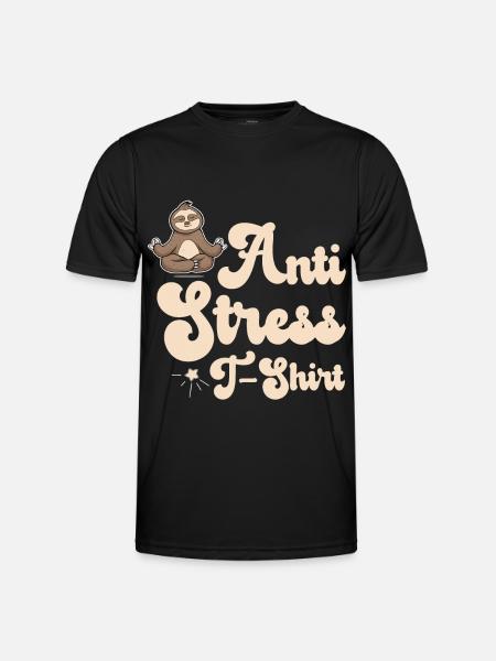 Anti-Stress T-Shirt mit Faultier - Männer Funktions-T-Shirt - Schwarz