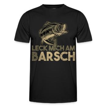 Leck mich am Barsch Angler - Männer Funktions-T-Shirt - Schwarz - Vorne - AI Model Male 178 dark (178cm)