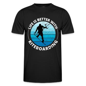 Kitesurfing Kitesurf Kiteboarding Kiteboarder - Men's Functional T-Shirt - black - Front - AI Model Male 178 dark (178cm)