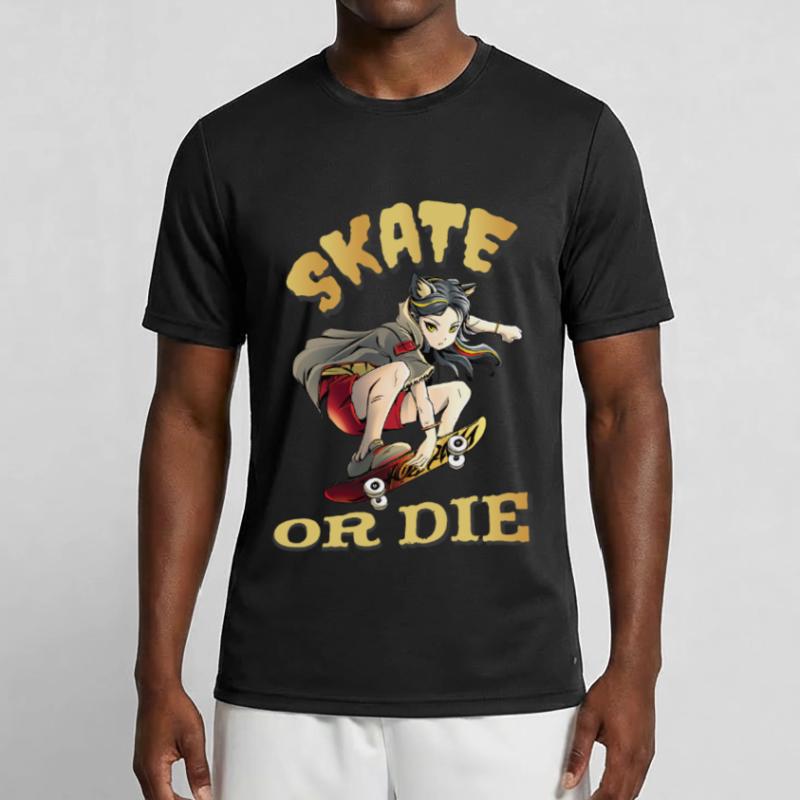 Skate oder stirb Skateboarder Anime Mädchen Männer Funktions-T-Shirt