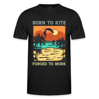 Kitesurfing - Born To Kite Forced To Work - Men's Functional T-Shirt - black - Front - AI Model Male 178 dark (178cm)