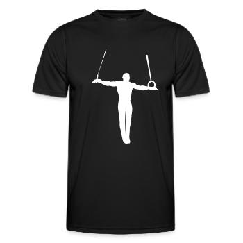 Kreuzhang Gymnastics Gymnastics Rings Calisthenics - Men's Functional T-Shirt - black - Front - AI Model Male 178 dark (178cm)