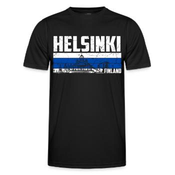 Helsinki, Finlande - T-shirt sport Homme - noir - Devant - AI Model Male 178 dark (178cm)