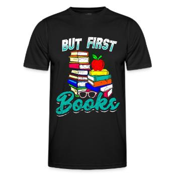Bücher Buch Lesen Literatur - Männer Funktions-T-Shirt - Schwarz - Vorne - AI Model Male 178 dark (178cm)