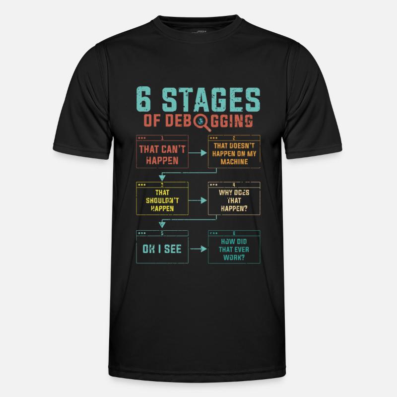 Programmierer 6 Stages of debugging - Männer Funktions-T-Shirt - Schwarz