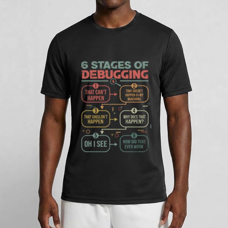 Programmierer Debugging 6 stages of debugging Männer Funktions-T-Shirt