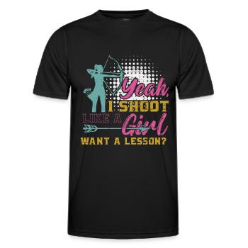 Bogenschütze ja Ich schieße wie ein Mädchen wollen eine Lektion - Männer Funktions-T-Shirt - Schwarz - Vorne - AI Model Male 178 dark (178cm)