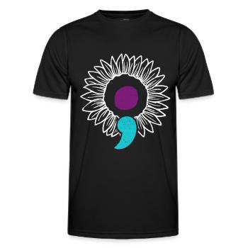 Sunflower Suicide Prevention Awareness Semicolon - Men's Functional T-Shirt - black - Front - AI Model Male 178 dark (178cm)