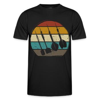 Retro Dartpfeile Vintage Dart Flights Darts - Men's Functional T-Shirt - black - Front - AI Model Male 178 dark (178cm)
