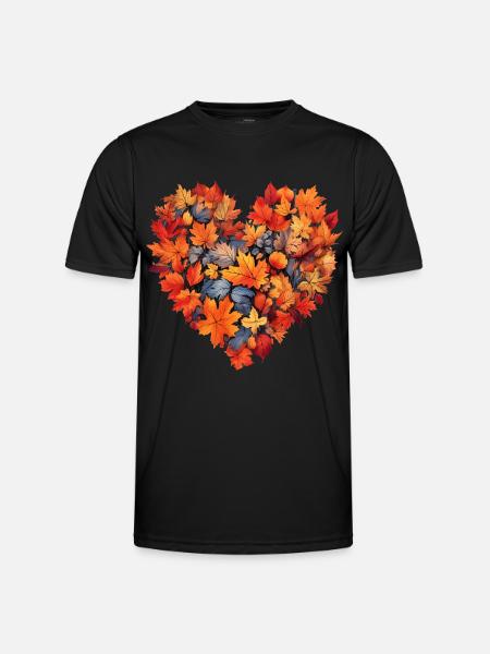 Autumn Heart Autumn Leaves - Men's Functional T-Shirt - black