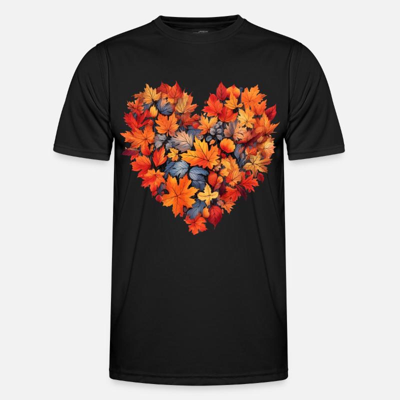 Herbst Herz Herbstlaub Männer Funktions-T-Shirt