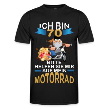 ICH BIN 70 BITTE HELFEN SIE MIR AUF MEIN MOTORRAD - Männer Funktions-T-Shirt - Schwarz - Vorne - AI Model Male 178 dark (178cm)