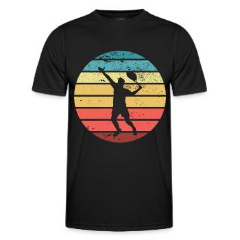 Joueur de tennis tennis raquette sport silhouette - T-shirt sport Homme - noir - Devant - AI Model Male 178 dark (178cm)