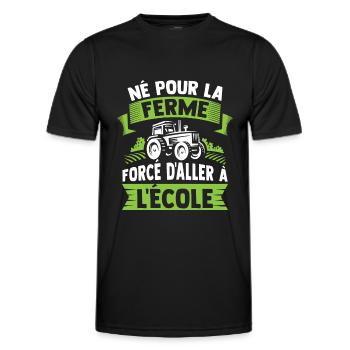Né pour la ferme forcé d'aller à l'école - T-shirt sport Homme - noir - Devant - AI Model Male 178 dark (178cm)