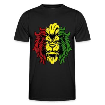 Rasta Löwe Roots Reggae Musik Jah Jamaika Geschenk - Männer Funktions-T-Shirt - Schwarz - Vorne - AI Model Male 178 dark (178cm)