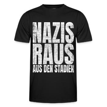 Nazis Raus Aus Den Stadien Fußball Gegen Rassismus - Männer Funktions-T-Shirt - Schwarz - Vorne - AI Model Male 178 dark (178cm)