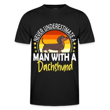 Dachshund Teckel Dogs Dog Lovers Dachshund Man - Men's Functional T-Shirt - black - Front - AI Model Male 178 dark (178cm)