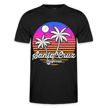 Santa Cruz California vintage retro Surfer Boarder - Men's Functional T-Shirt - black - Front - AI Model Male 178 dark (178cm)