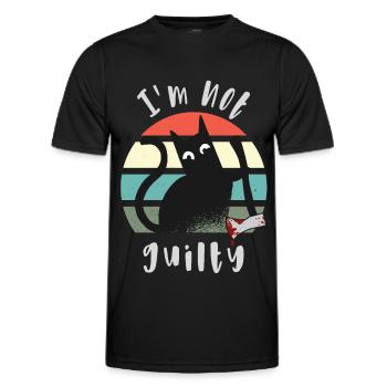 Je suis innocent, chat avec hache - T-shirt sport Homme - noir - Devant - AI Model Male 178 dark (178cm)