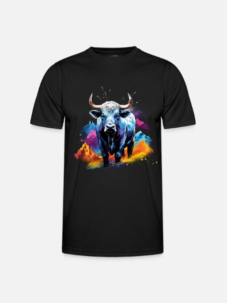 Eringer, Schweizer Eringerkuh - Männer Funktions-T-Shirt - Schwarz