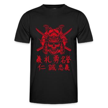 Samurai Japanese Kanji Skull Sword Japan - Men's Functional T-Shirt - black - Front - AI Model Male 178 dark (178cm)