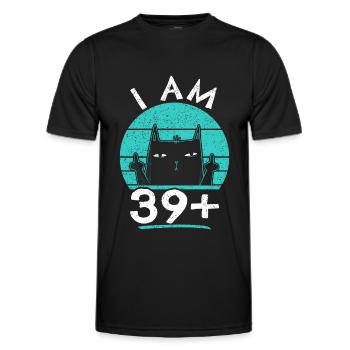 40e anniversaire femme 40e 40 ans - JE SUIS 39+ PLUS - T-shirt sport Homme - noir - Devant - AI Model Male 178 dark (178cm)
