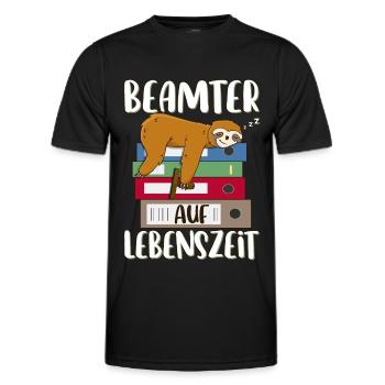 Beamter auf Lebenszeit Beamten Spruch Faultier - Männer Funktions-T-Shirt - Schwarz - Vorne - AI Model Male 178 dark (178cm)