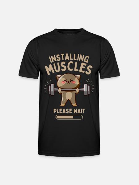 Funny Cat Fitness Krachttraining - Functioneel T-shirt voor mannen - zwart