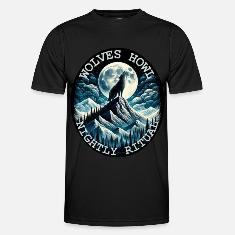 MOONLIT WOLF HOWL NIGHTLY RITUAL, WILDERNESS Men's Functional T-Shirt