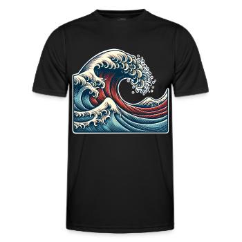 Welle - Männer Funktions-T-Shirt - Schwarz - Vorne - AI Model Male 178 dark (178cm)
