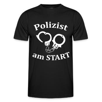Polizist Polizei Beruf Arbeit Spruch Handschellen - Männer Funktions-T-Shirt - Schwarz - Vorne - AI Model Male 178 dark (178cm)