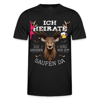 Bräutigam JGA Junggesellenabschied Männer Hirsch - Männer Funktions-T-Shirt - Schwarz - Vorne - AI Model Male 178 dark (178cm)