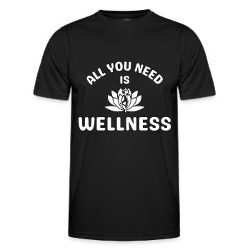 all you need is wellness - yoga shirt - Men's Functional T-Shirt - black - Front - AI Model Male 178 dark (178cm)