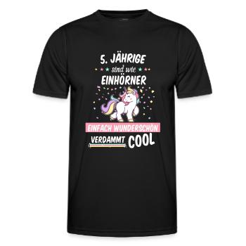 Geburtstag 5 Geburtstag Einhorn Spruch Party - Männer Funktions-T-Shirt - Schwarz - Vorne - AI Model Male 178 dark (178cm)