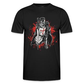 Kreuzritter Tempelritter Deus Vult Ritter Templer - Männer Funktions-T-Shirt - Schwarz - Vorne - AI Model Male 178 dark (178cm)