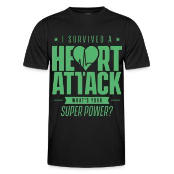 J’ai survécu à une crise cardiaque - T-shirt sport Homme - noir - Devant - AI Model Male 178 dark (178cm)