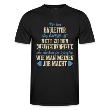 Bauleiter Bauleiterin Bauarbeiter Beruf Spruch - Männer Funktions-T-Shirt - Schwarz - Vorne - AI Model Male 178 dark (178cm)