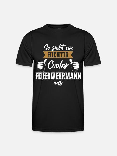 Feuerwehrmann Feuerwehr Notruf 112 Beruf Spruch - Männer Funktions-T-Shirt - Schwarz
