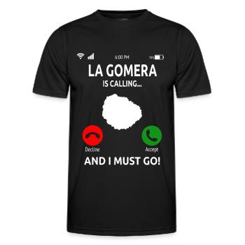 La Gomera Îles Canaries Vacances - T-shirt sport Homme - noir - Devant - AI Model Male 178 dark (178cm)