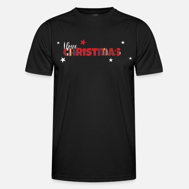 Weihnachtspulli I love Christmas - Männer Funktions-T-Shirt - Schwarz