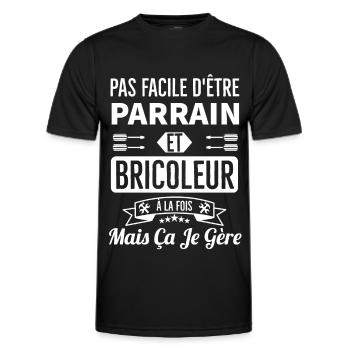 Pas facile d être parrain et bricoleur à la fois - T-shirt sport Homme - noir - Devant - AI Model Male 178 dark (178cm)
