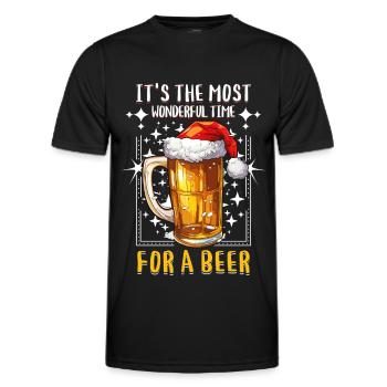 Weihnachten Bier Weihnachtsbier Prost Lustig Humor - Männer Funktions-T-Shirt - Schwarz - Vorne - AI Model Male 178 dark (178cm)